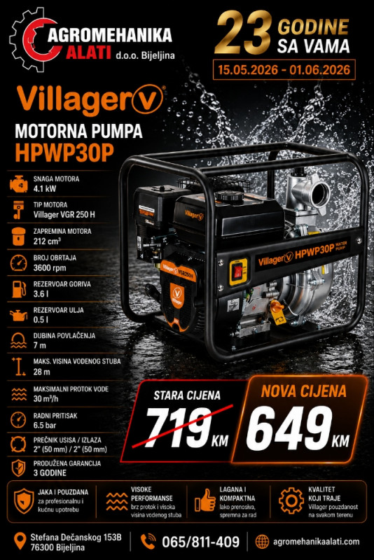 Motorna pumpa za vodu HPWP 30P