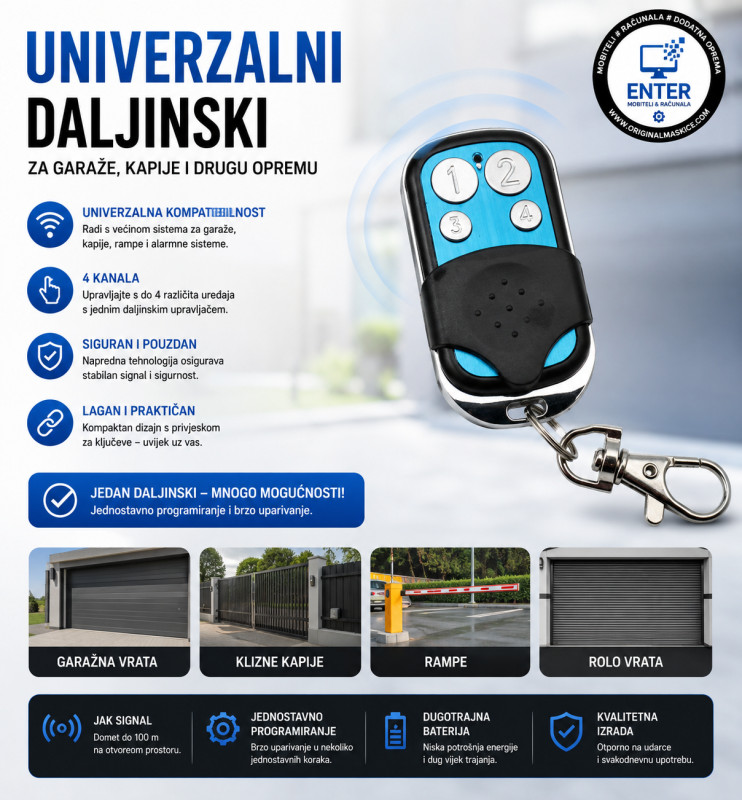 Univerzalni daljinski za garažu, kapiju itd.