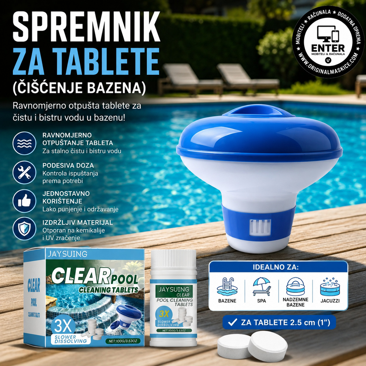 plovak za ciscenje bazena (idu tablete)