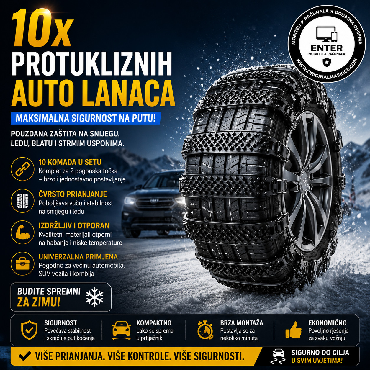 10x kom protukliznih lanaca za zimu / snijeg