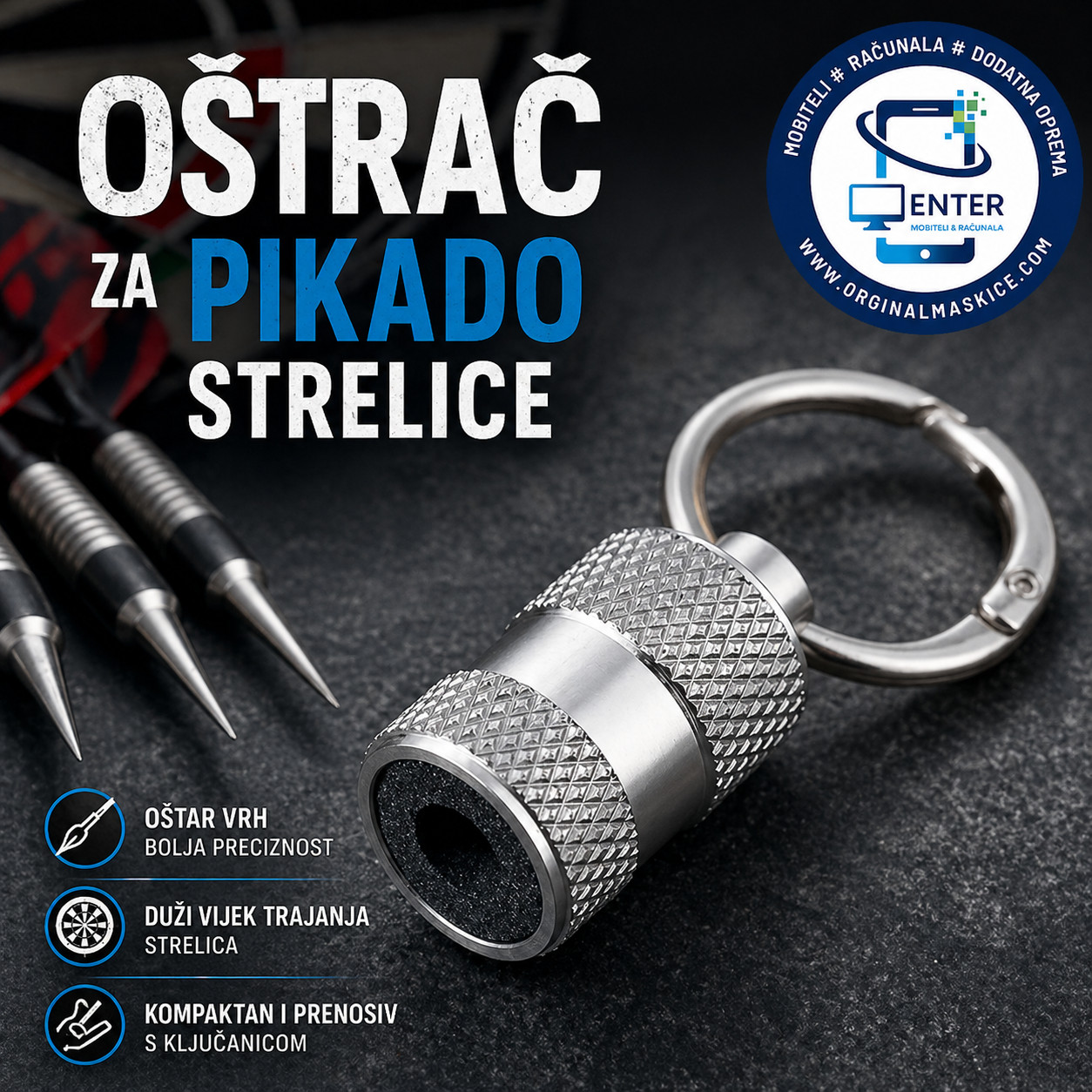 ostrac za pikado strelice [za celicne vrhove]