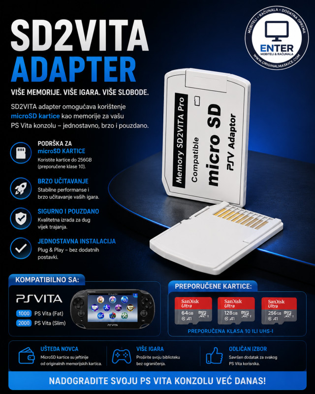 SD2VITA Adapter V6.0 Za PS VITA/PSVITA Micro/Mikro SD Playstation
