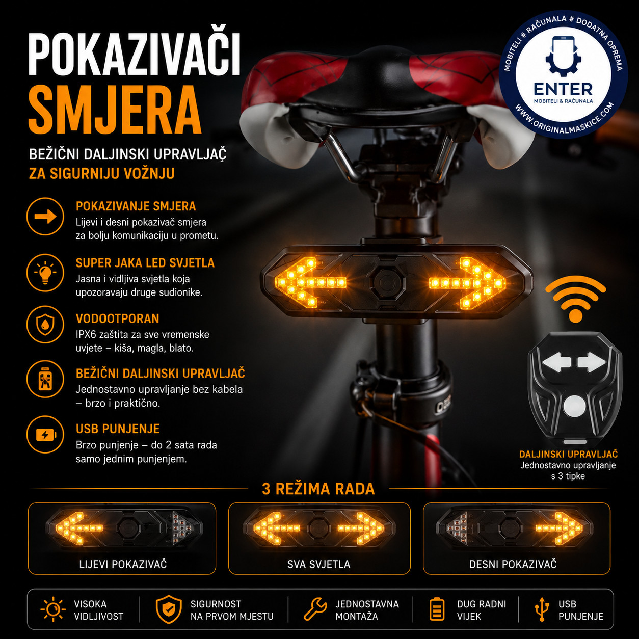 pokazivaci skretanja kod bicikla romobila skutera