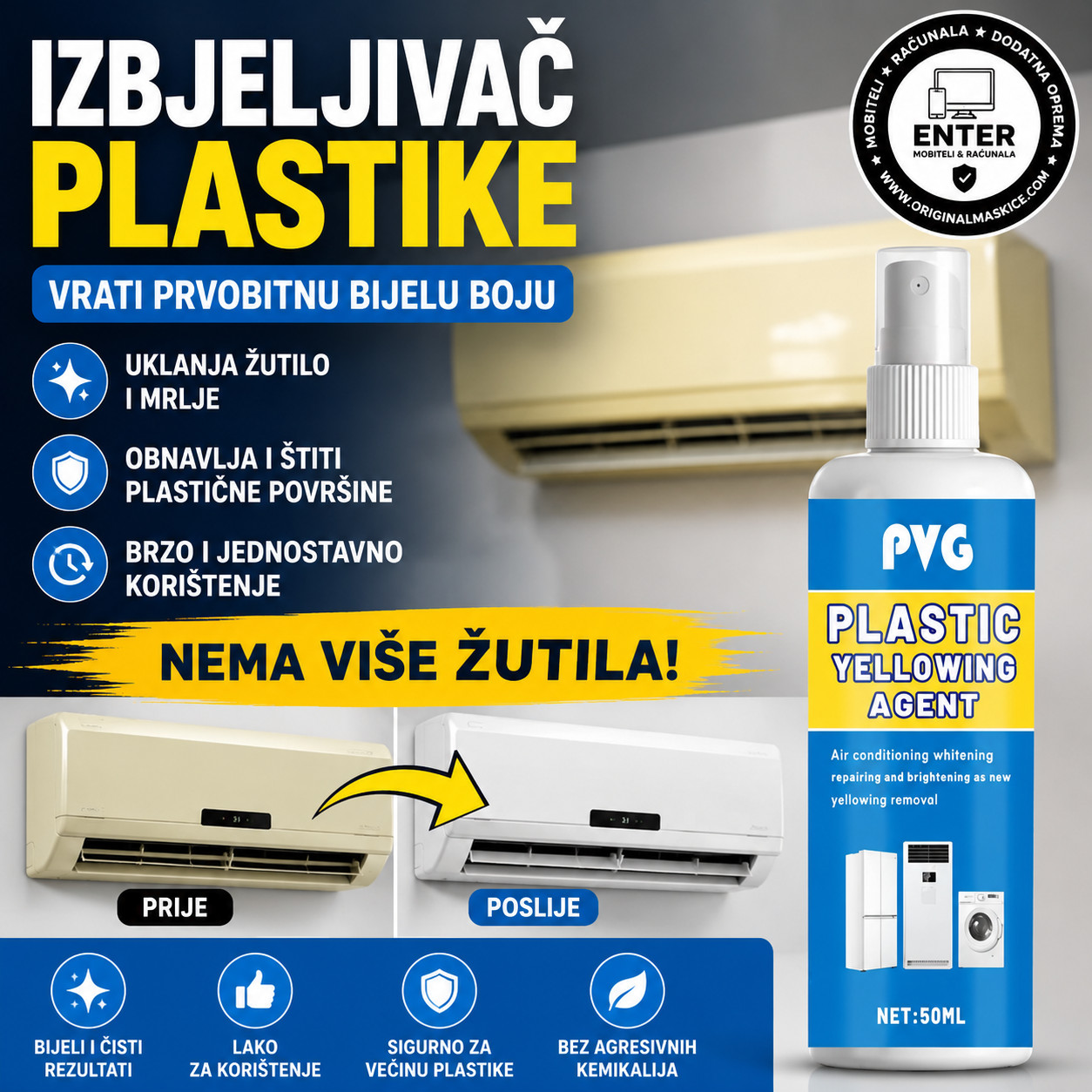 izbjeljivac plastike (uklanja zutu boju) na klima itd uredajima
