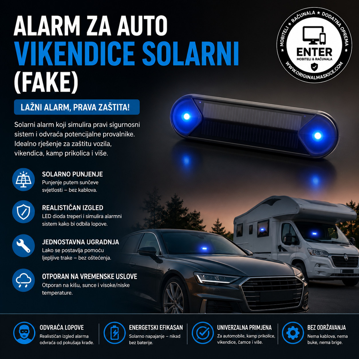 solarni fake alarm za auto kuce vikendice itd