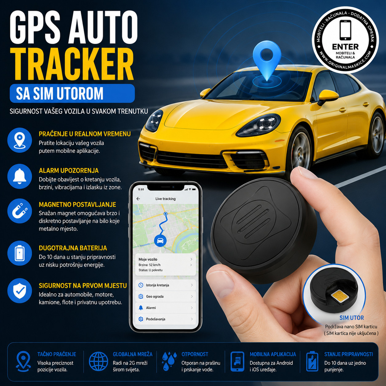 GPS Tracker lokator auta (sim kartica)