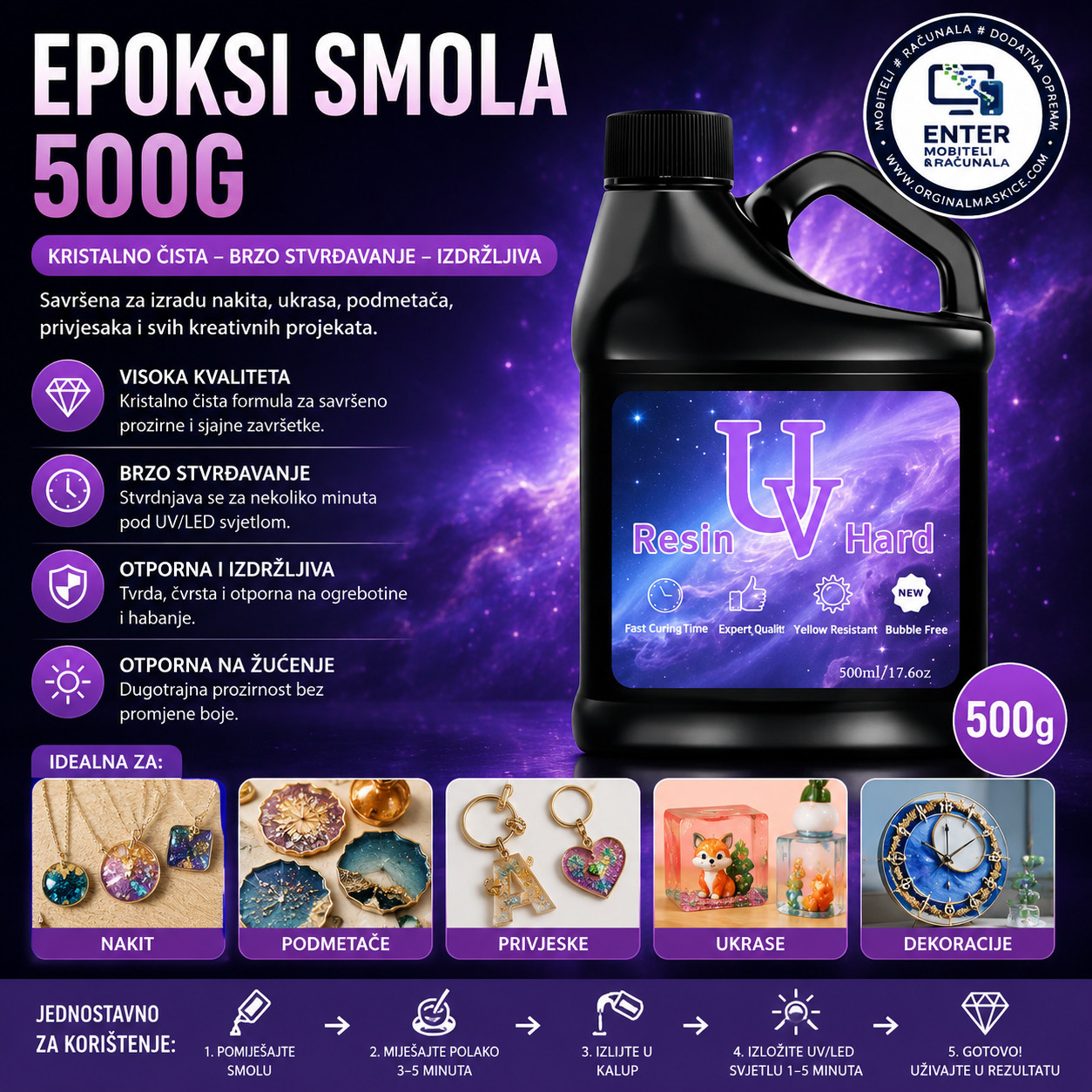 UV epoksi smola za izradu nakita/privjesaka itd. 500G