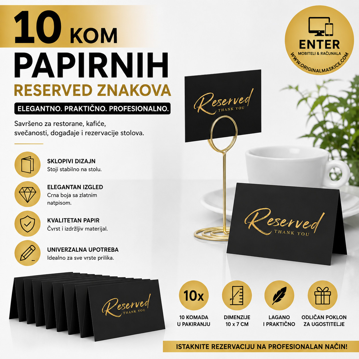 znak rezervirano obostrano papir 10komada