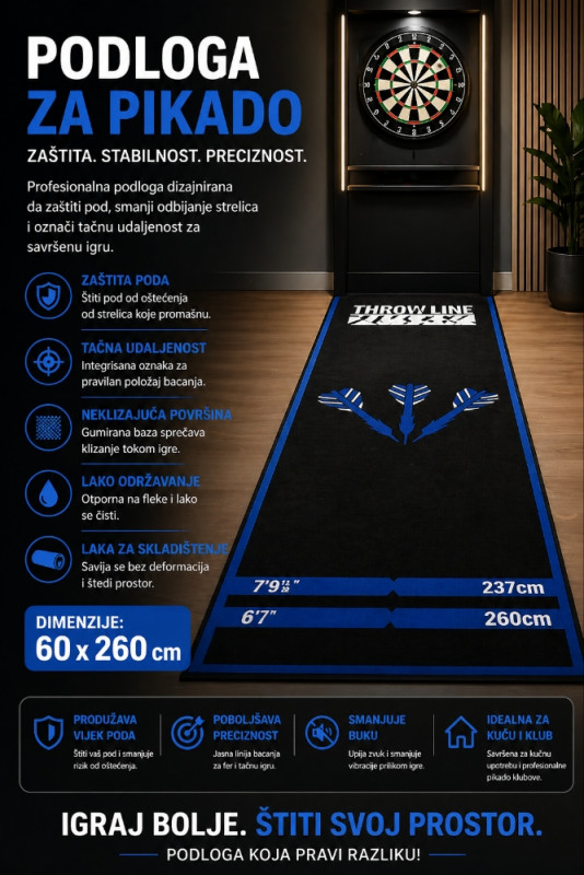 podloga za pikado 60x260cm