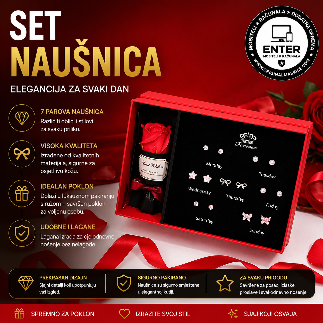 set od 7 pari nausnica za posebne prigode