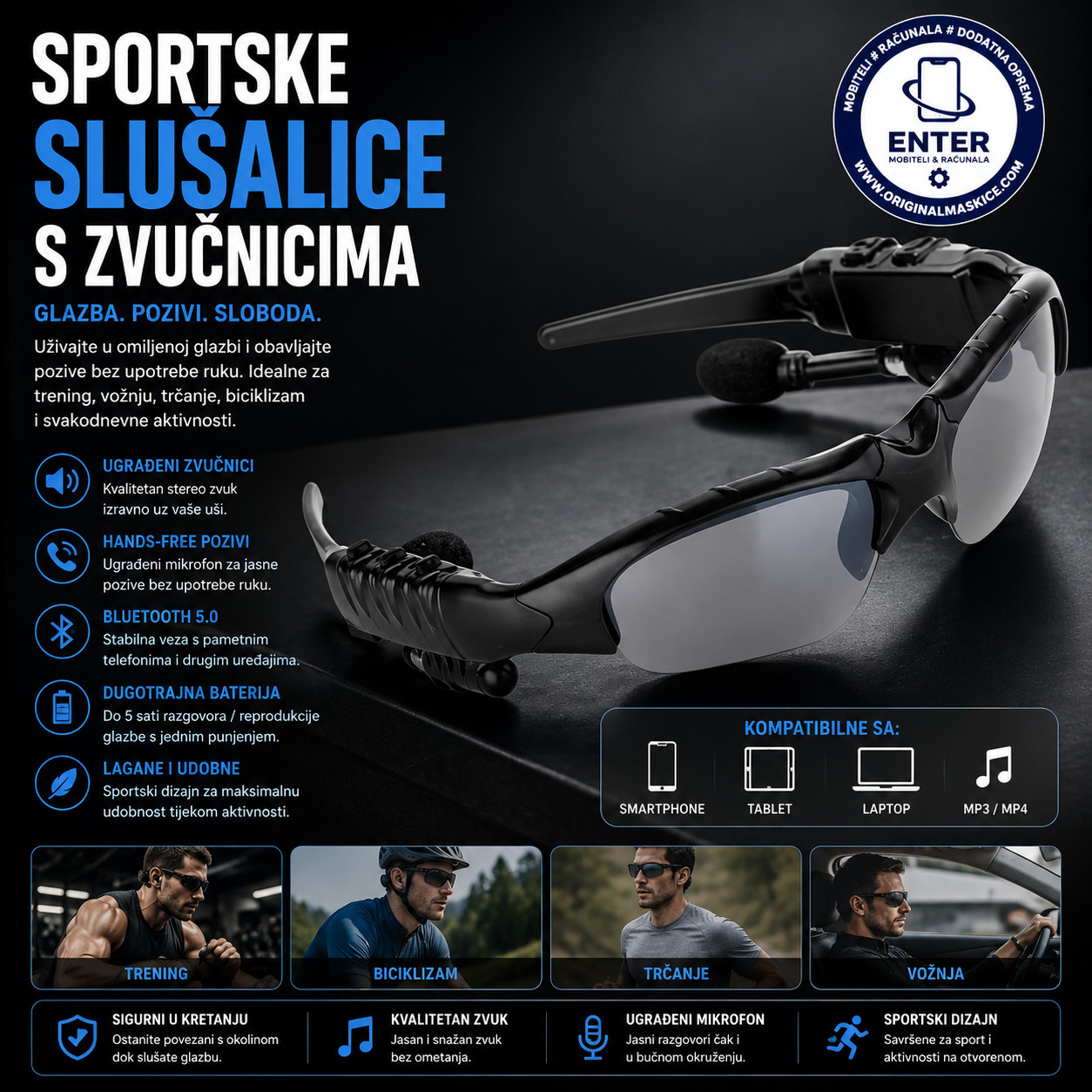 Sportske naocale sa slusalicama