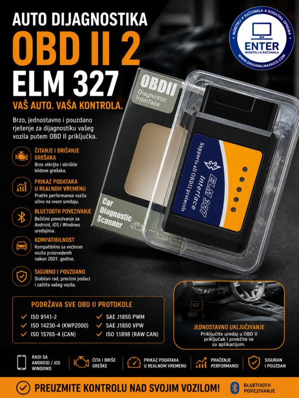 Bluetooth auto dijagnostika OBD II 2 elm 327