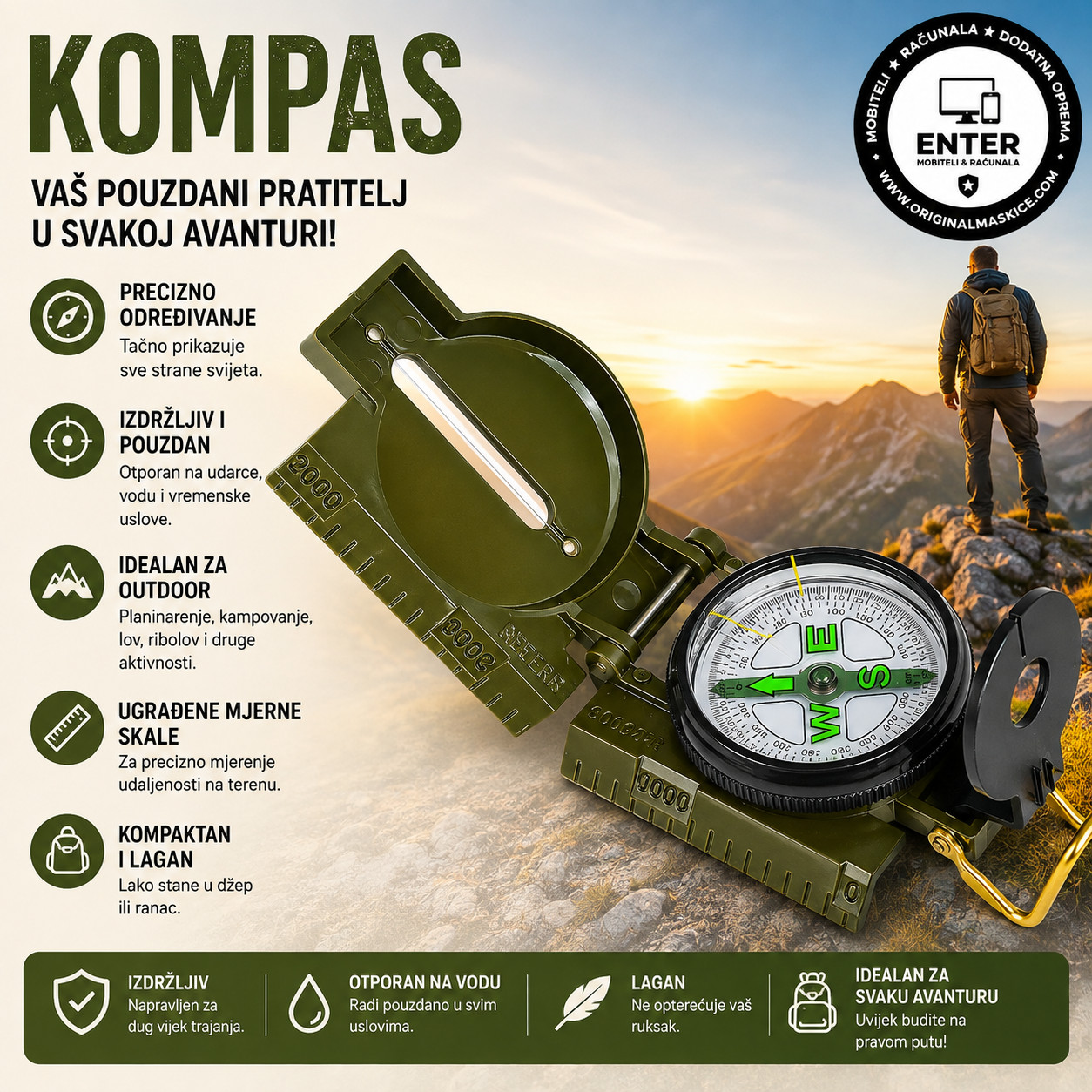 vodootporni kompas za planinarenje