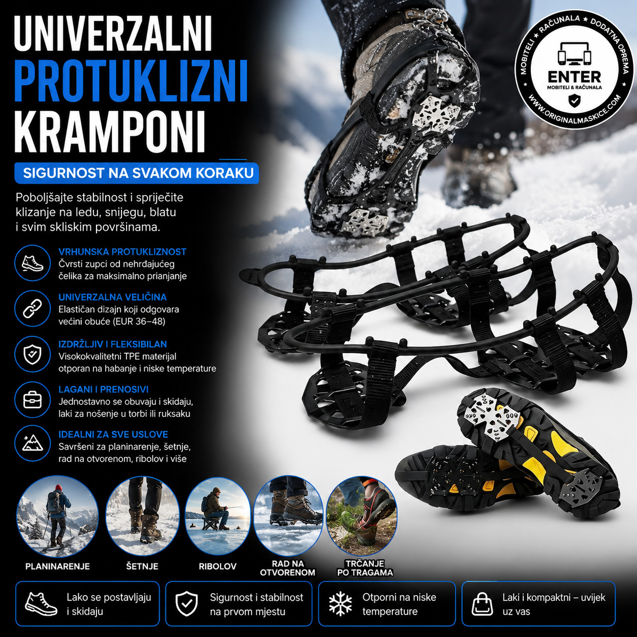 univerzalni protuklizni kramponi 41-46 velicina led / planina
