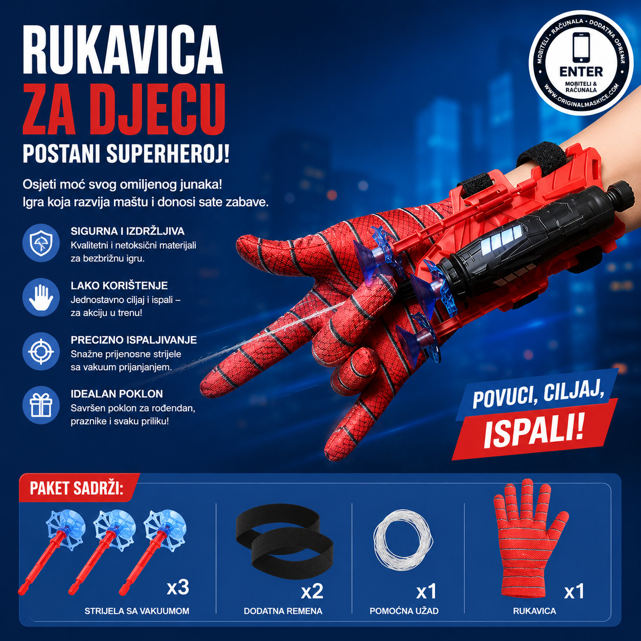 Spiderman rukavica za ispaljivanje 1 komad