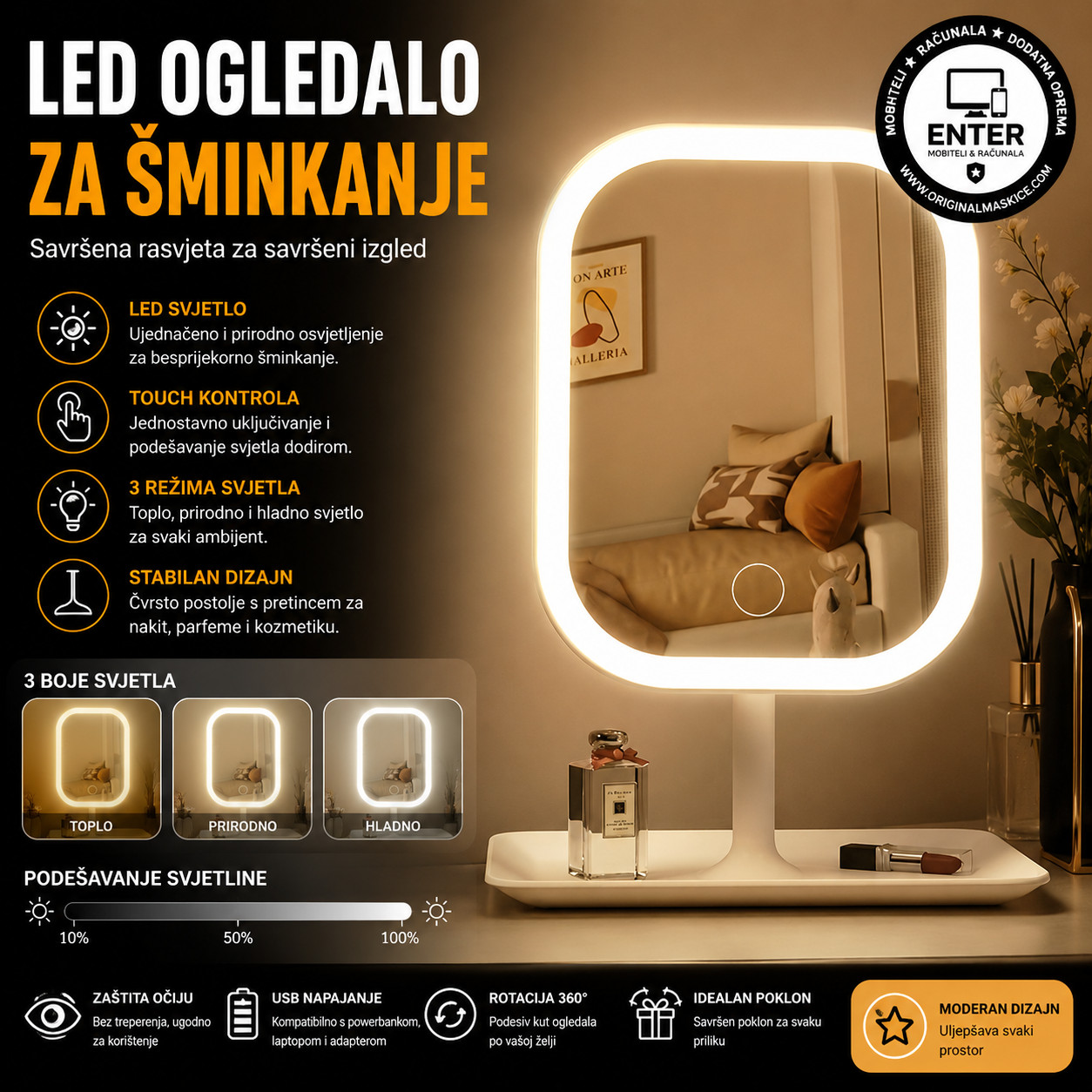 LED ogledalo za sminkanje