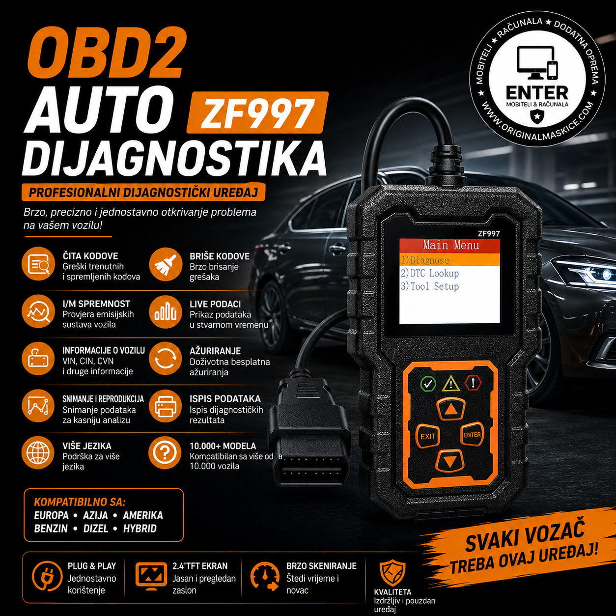 OBD2 skener za auto dijagnostiku gresaka