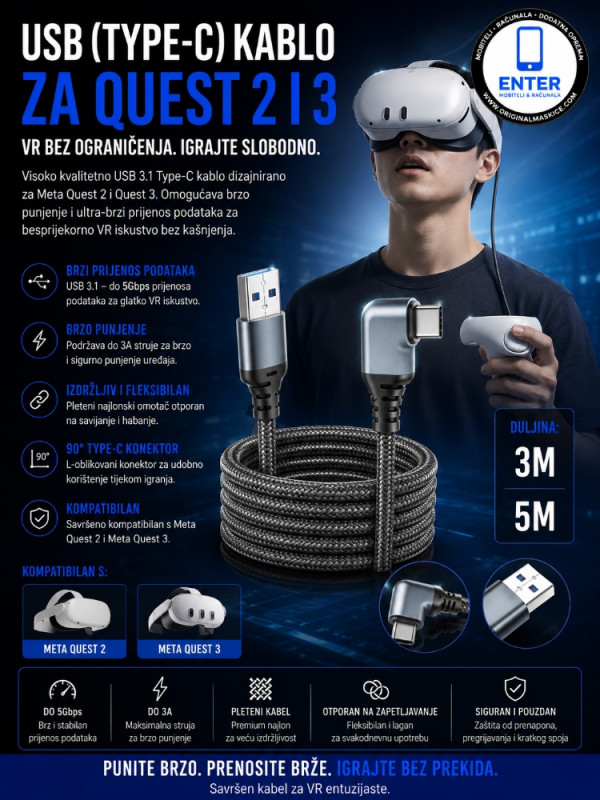 Oculus Quest 2 Link Cable / link kablo 3m
