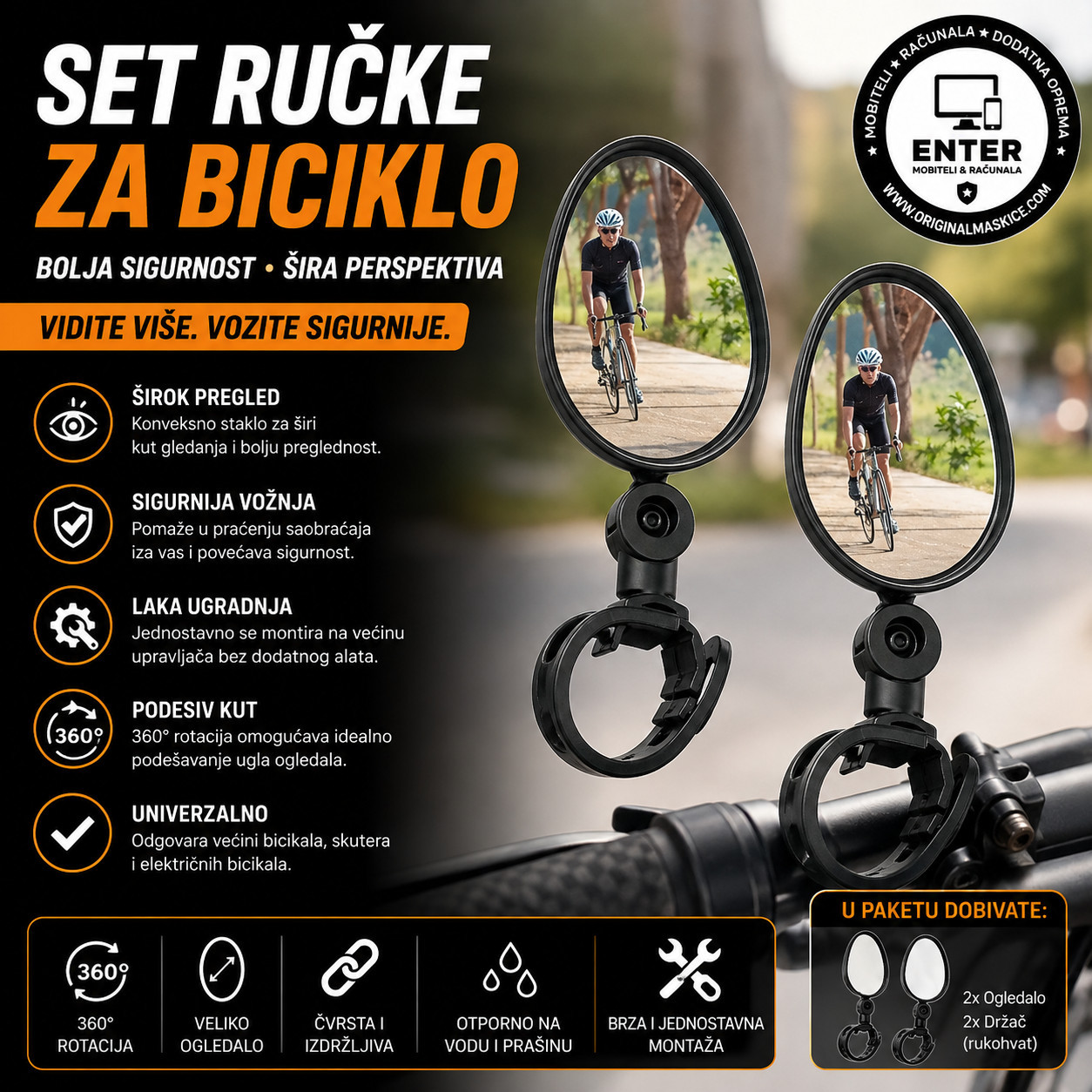 2x retrovizor za biciklo