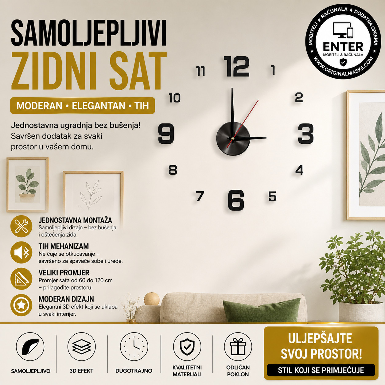 zidni sat srebreni ili crni