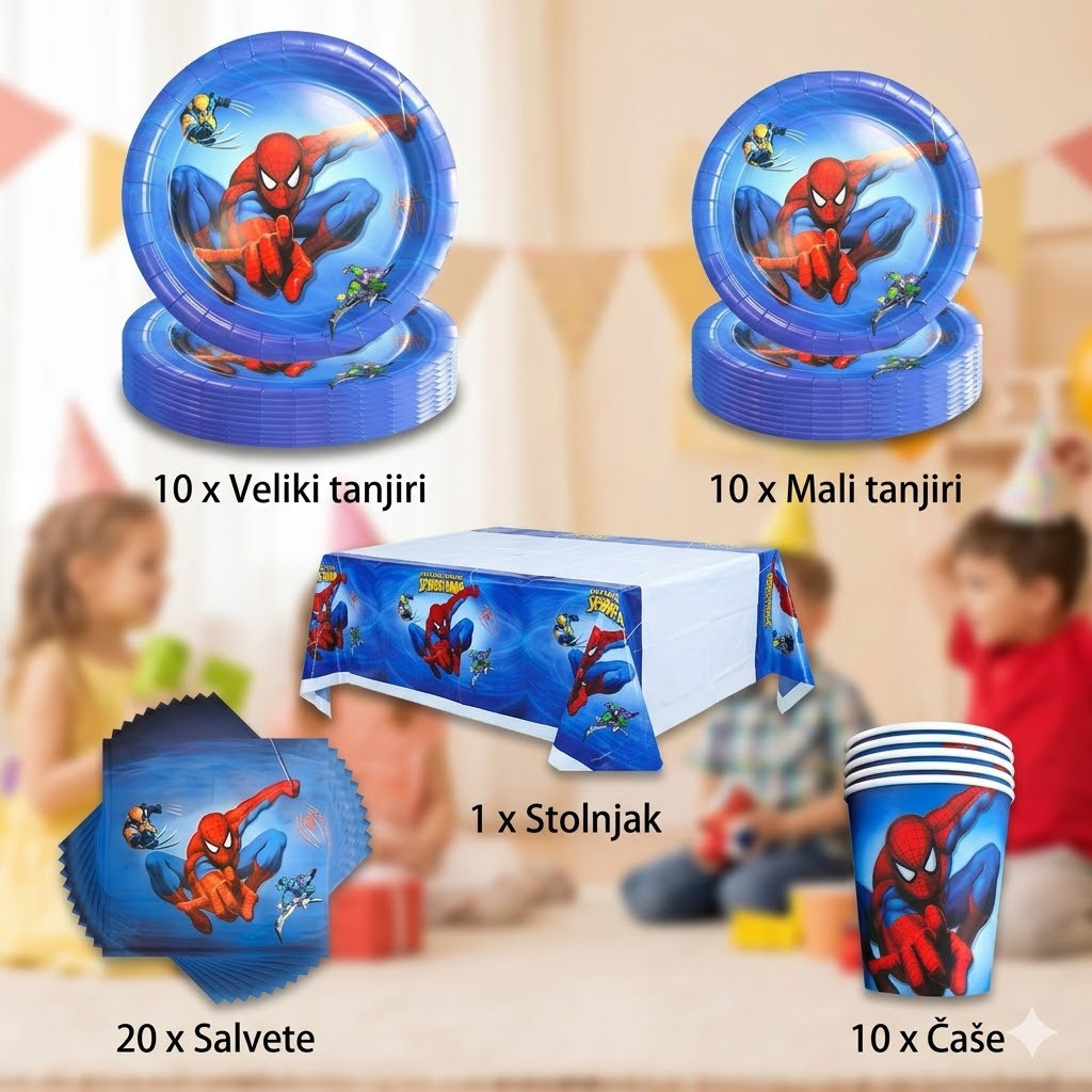 set jednokratnog posuđa spiderman rođendan + naocale