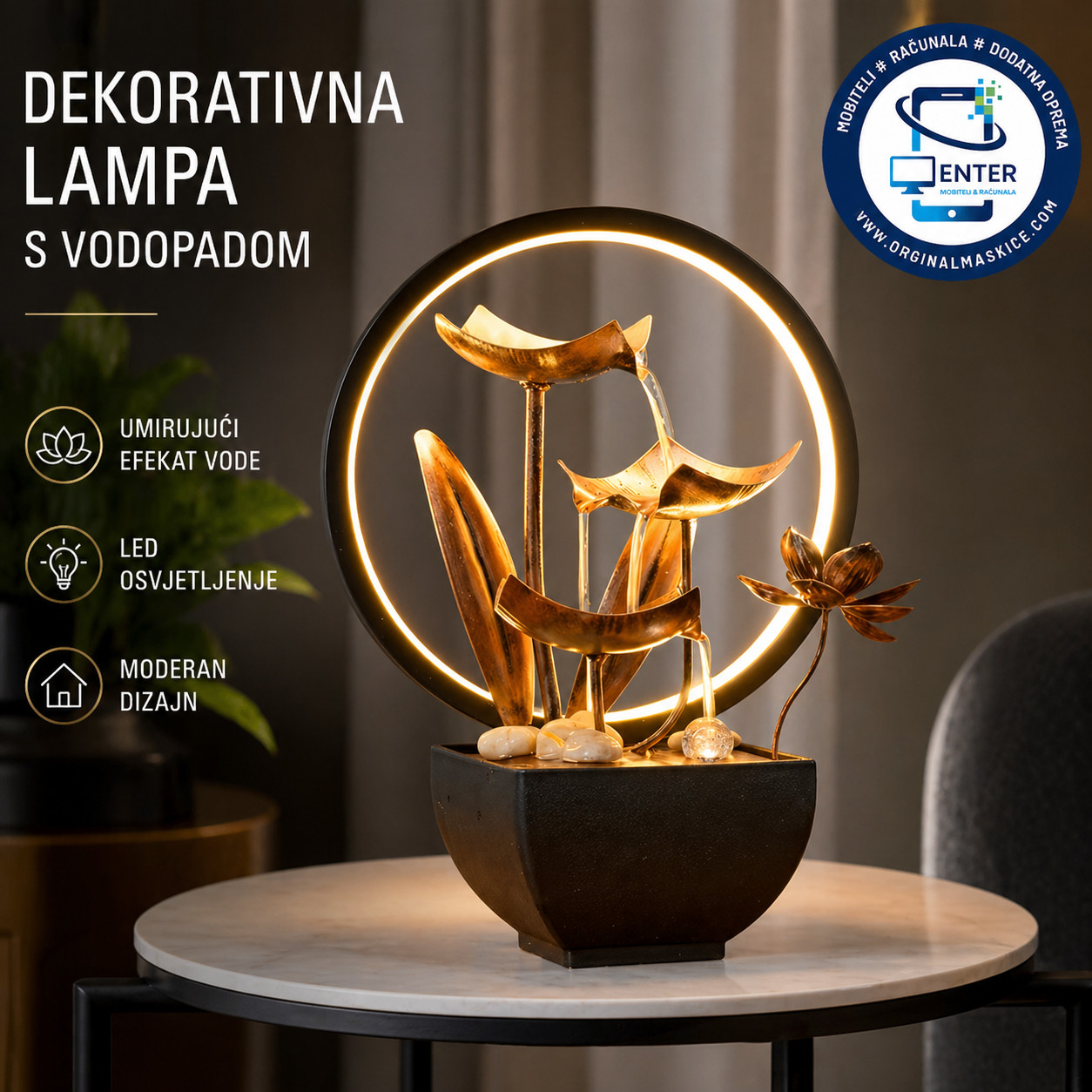 dekorativna led lampa s vodopadom