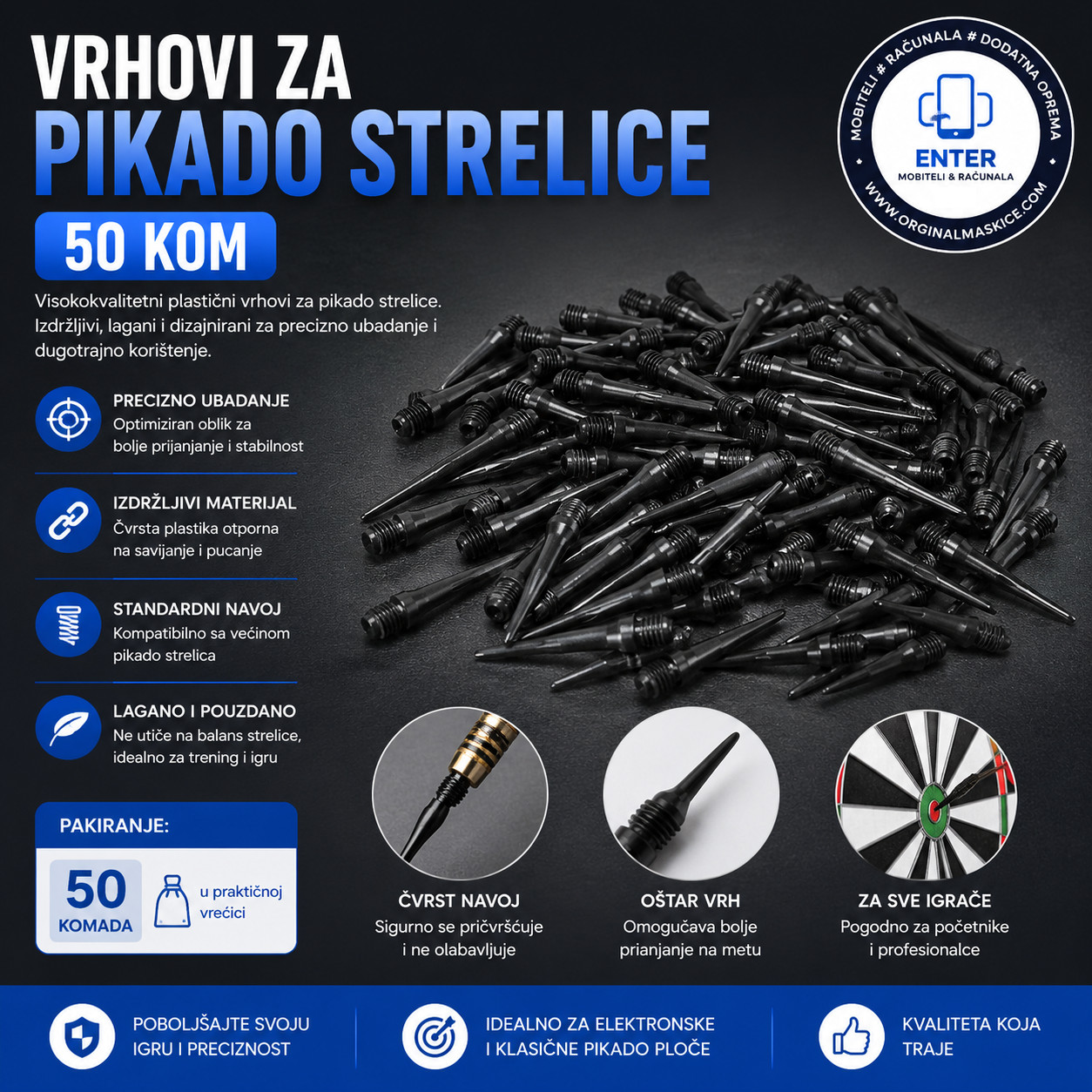 Vrhovi za pikado strelice 50komada