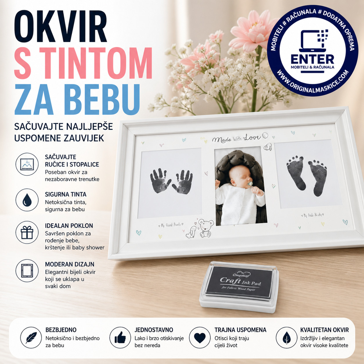 okvir za bebu poklon s tintom