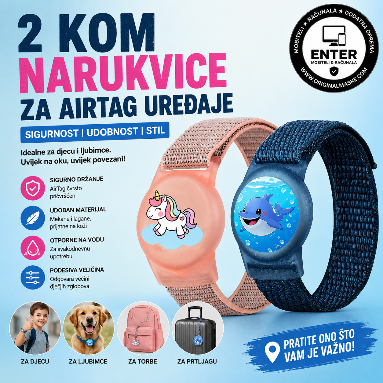djecije narukvice za airtag uredaj 2kom