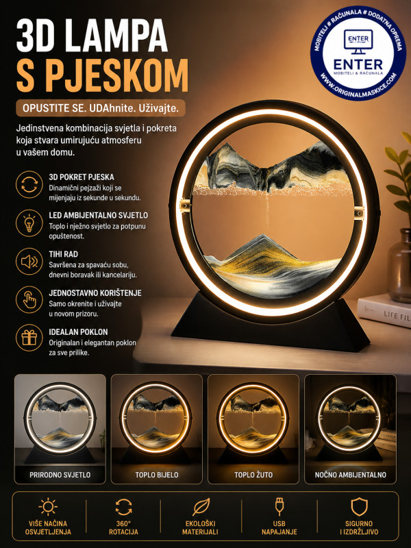 3D lampa s pjeskom