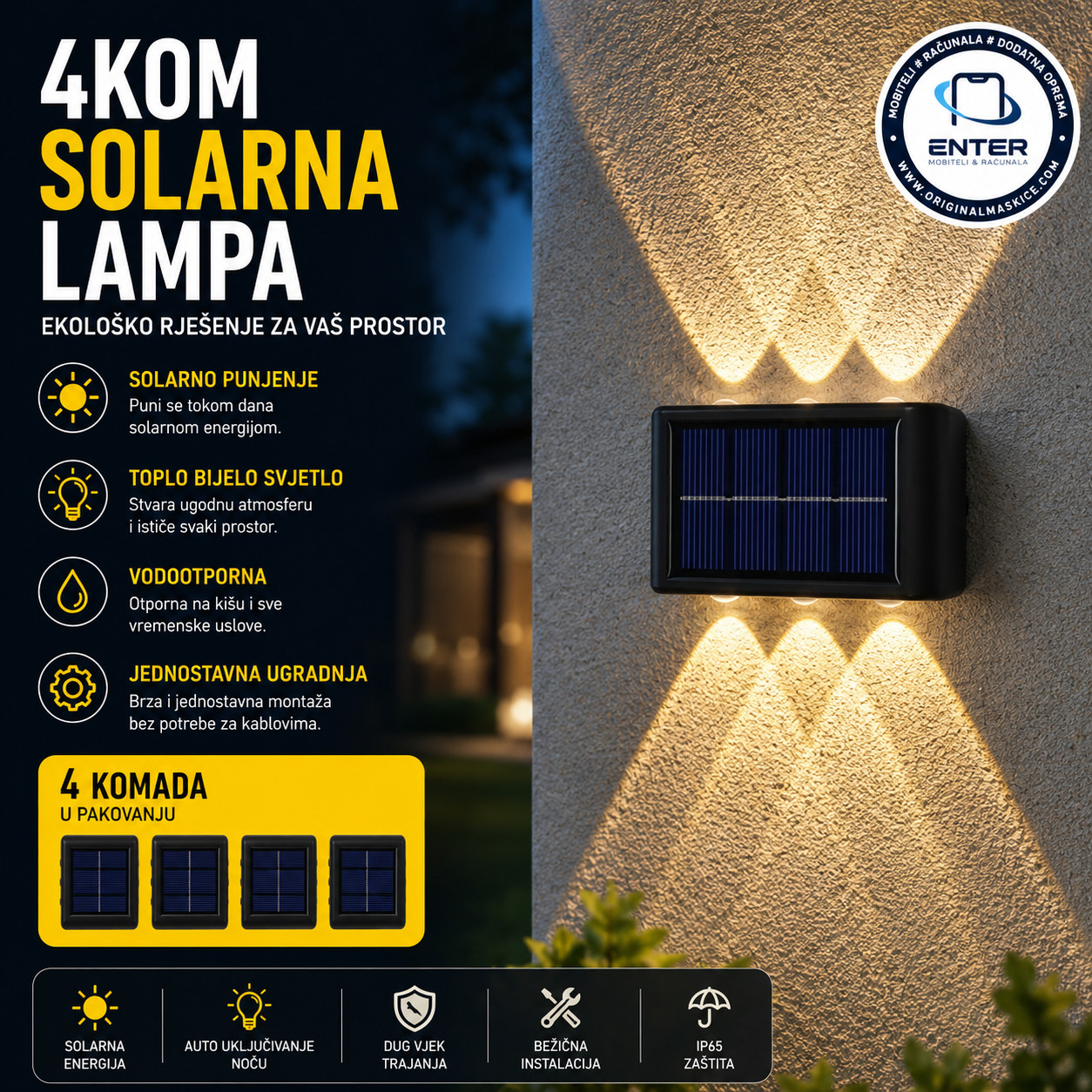 4kom led solarne rasvjete za vanjsku upotrebu