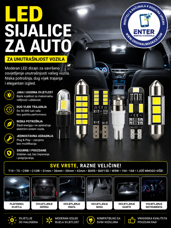 led sijalice za tablice, pozicije, svjetla t10 t5 itd