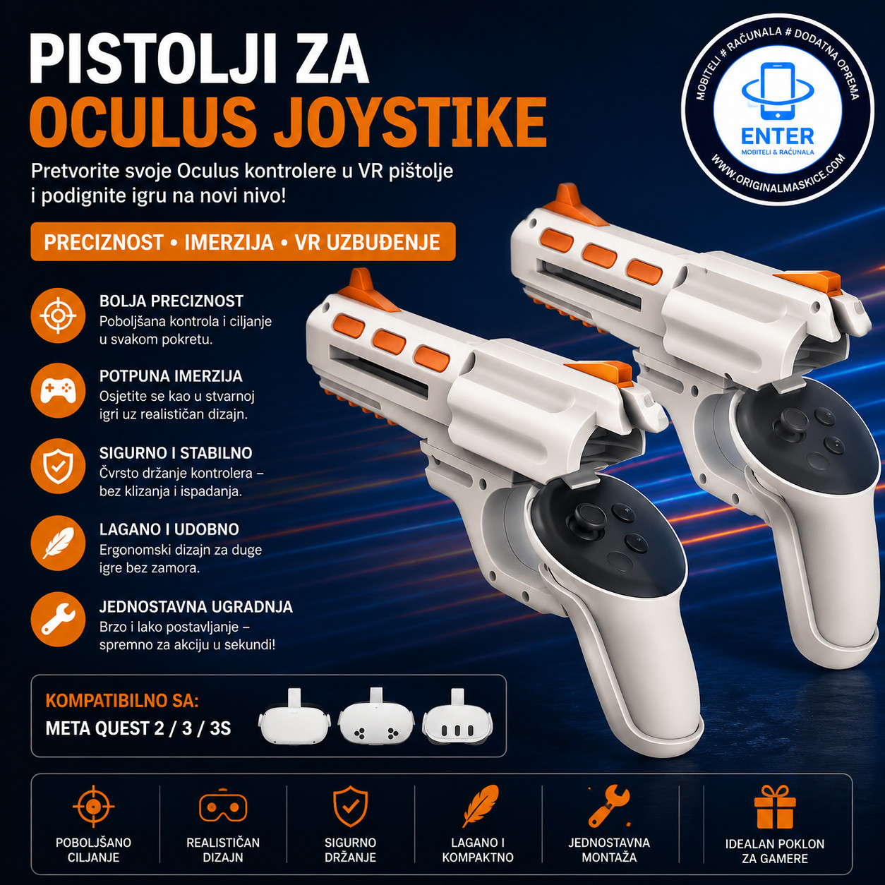 Oculus Quest 2 / 3 / 3s VR gun case okvir pistolji