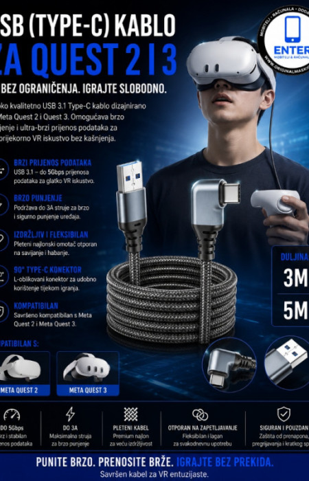 Oculus Quest 2 Link Cable / link kablo 5m