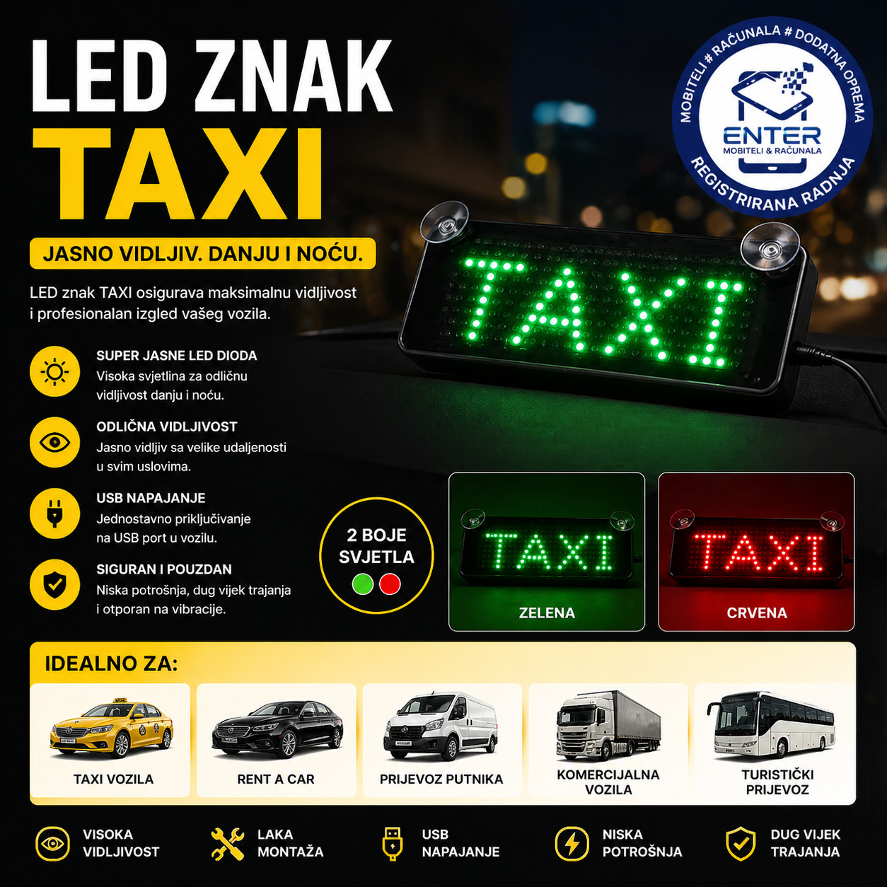 taxi led svjetlo usb