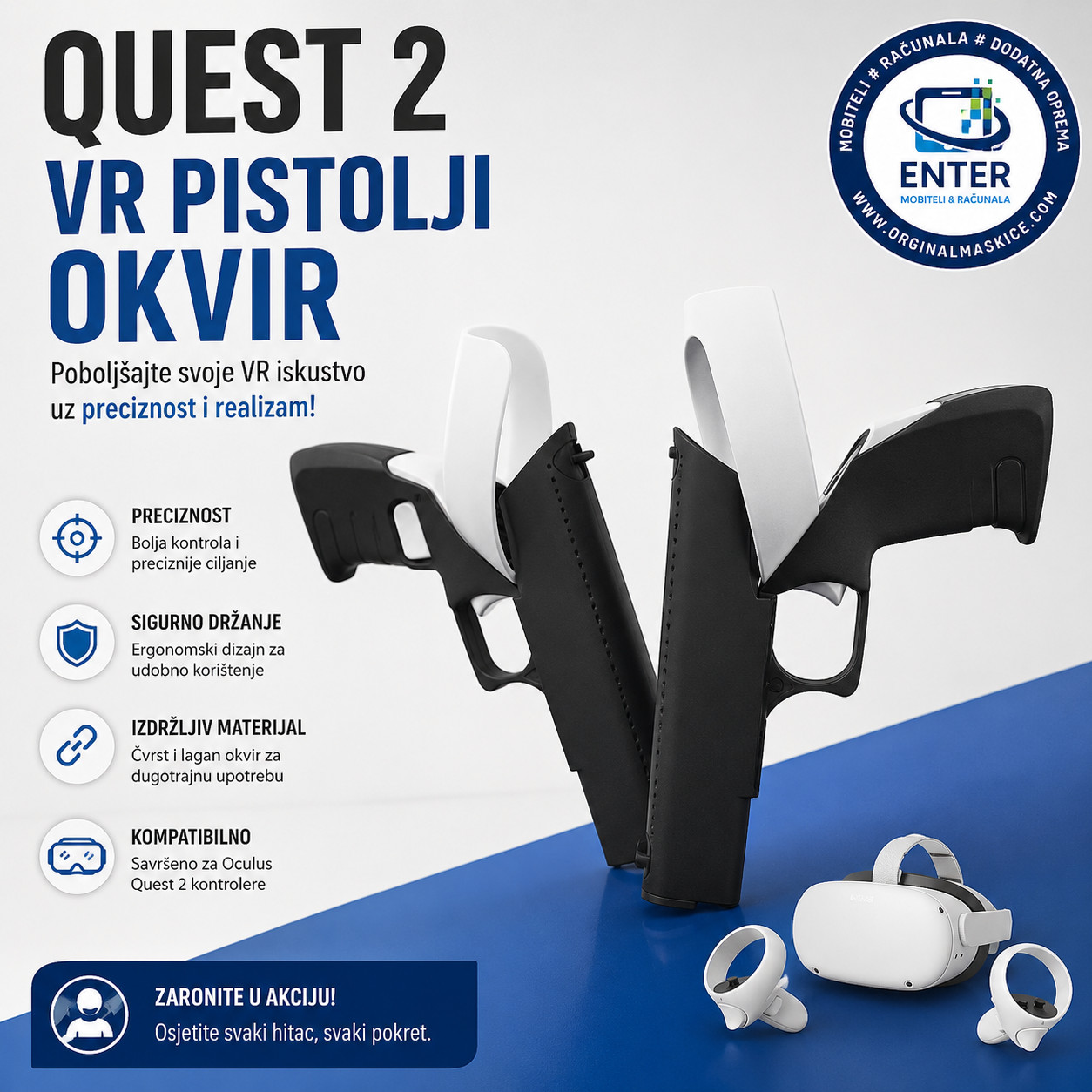 Oculus Quest2 VR gun case okvir pistolji