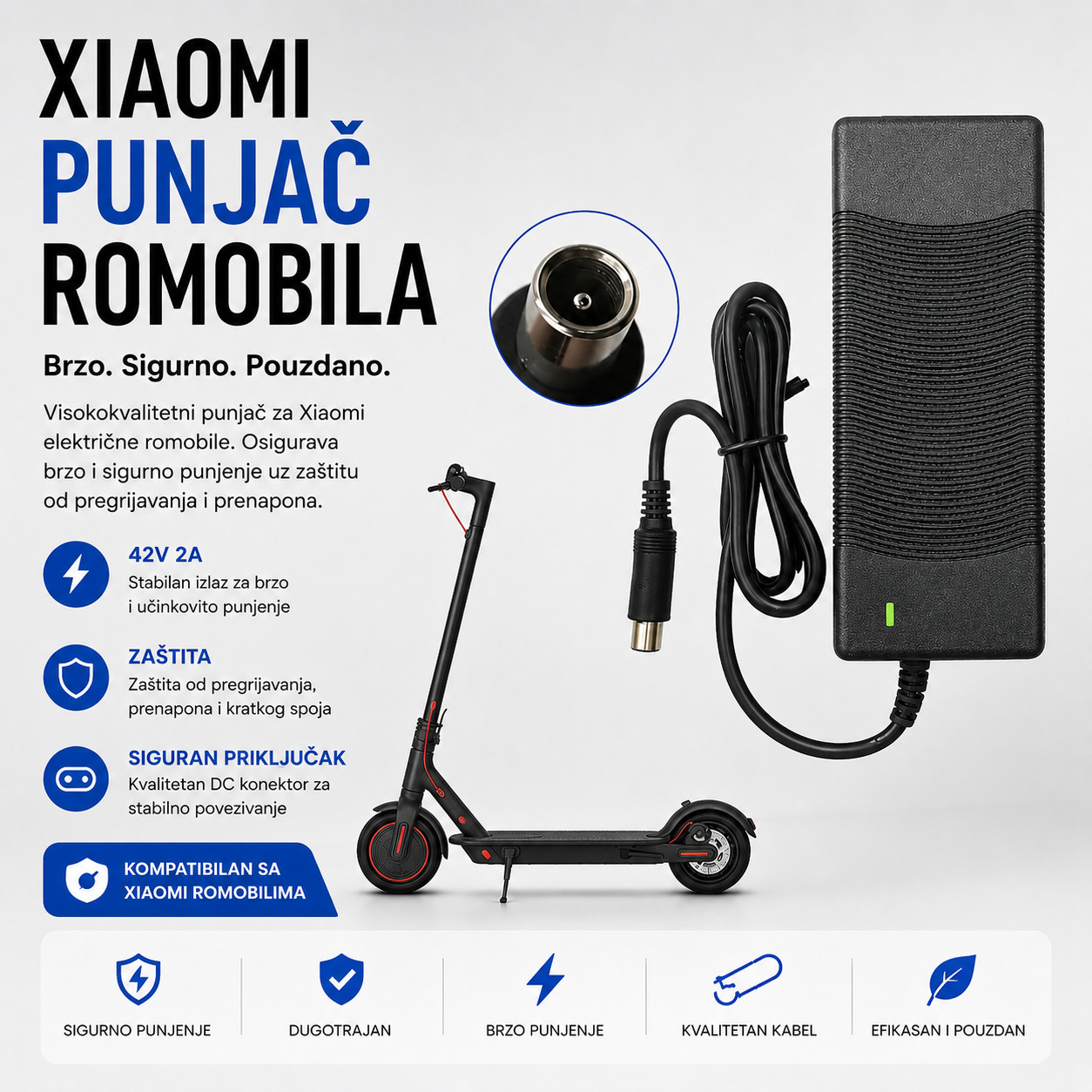 punjac 42v 2a za xiaomi romobil skuter
