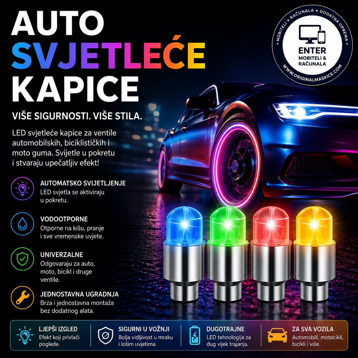 Led svjetlo za gume kapice