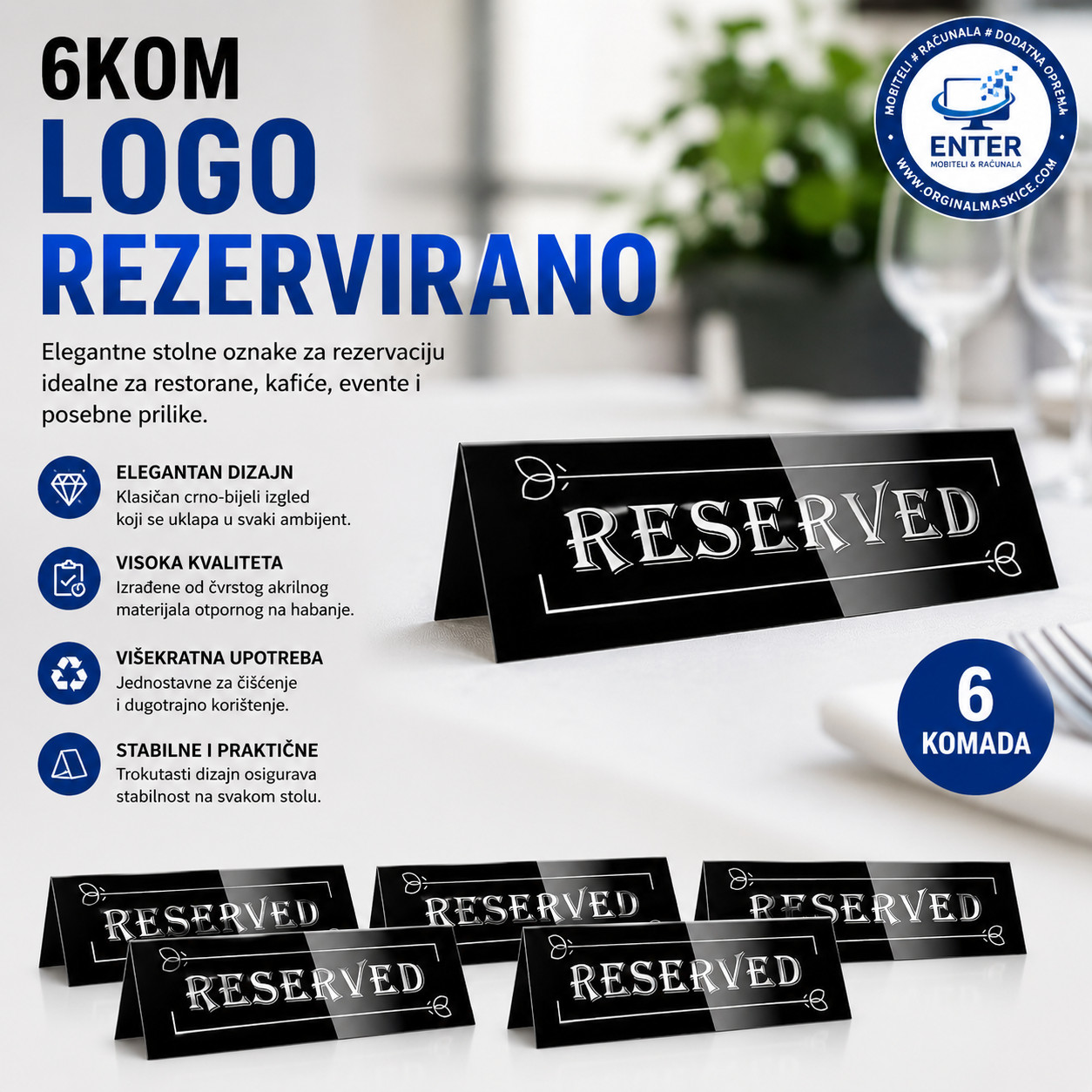 6komada reserved znak rezervirano