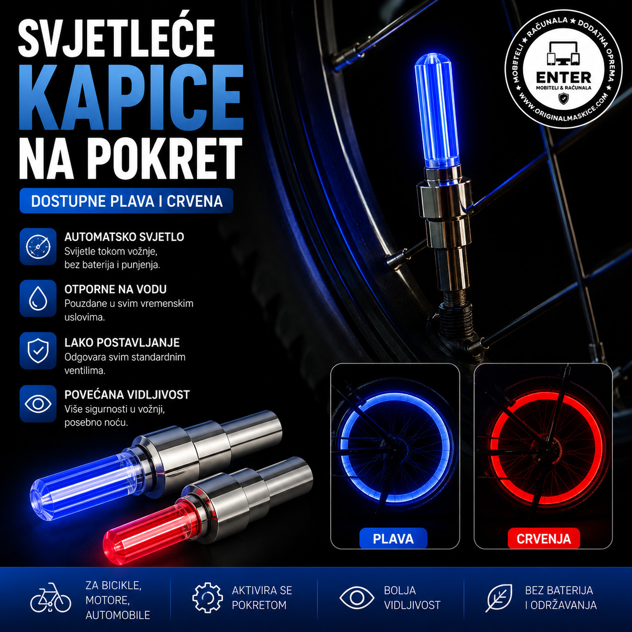 svjetlece kapice na pokret