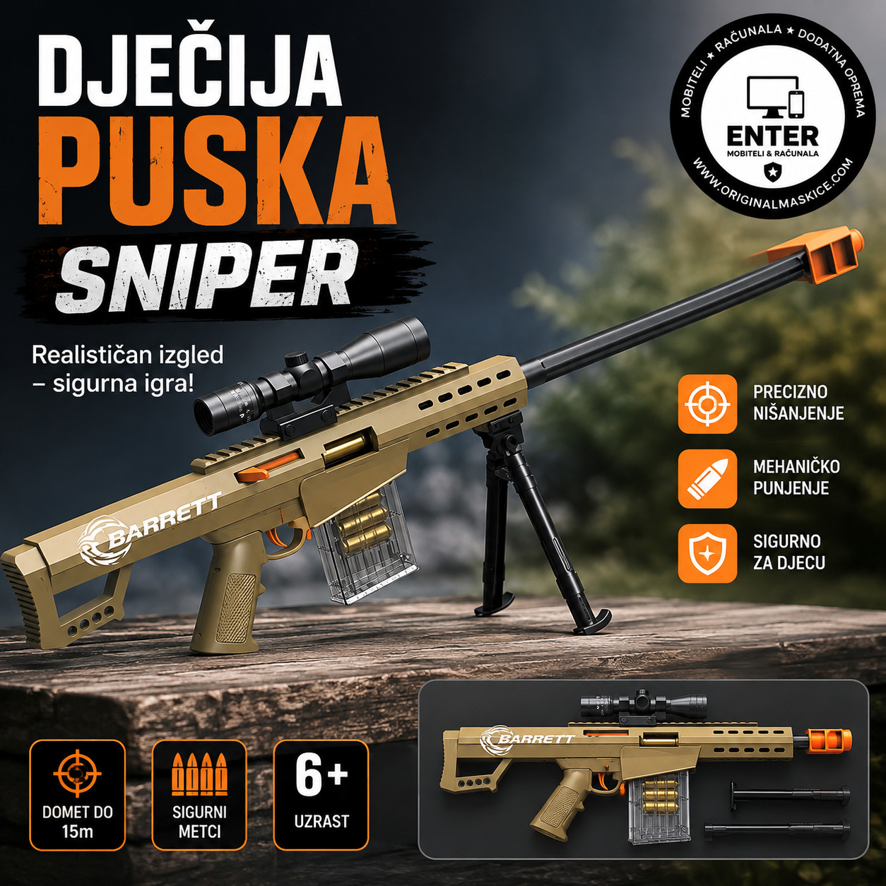 djecija puska sa sniperom i mecima