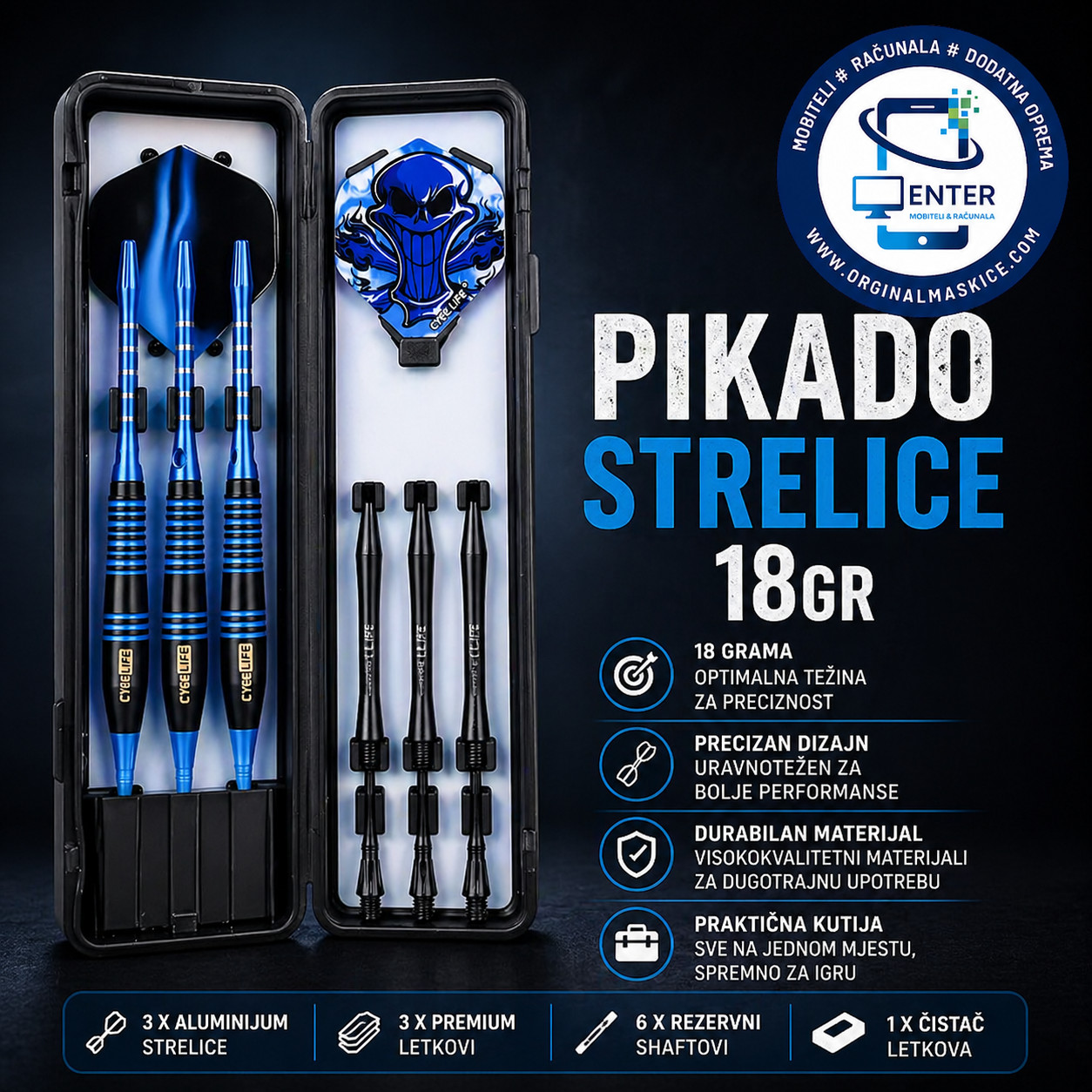 pro strelice za pikado 18g plave