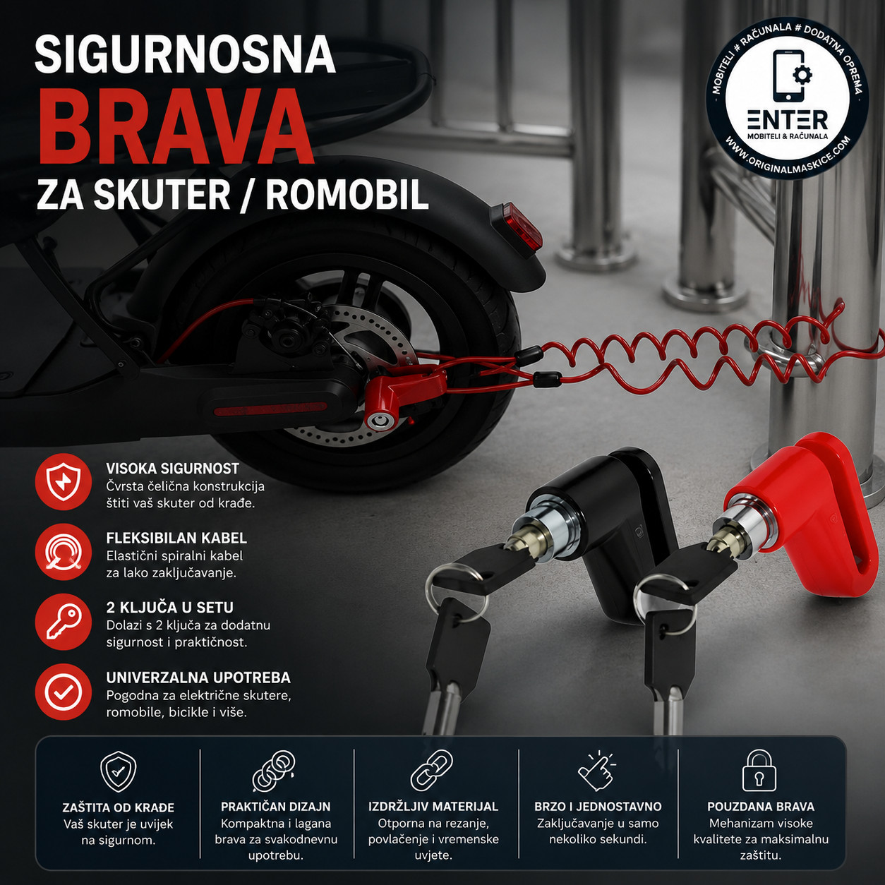 protuprovalna brava za skuter / romobil