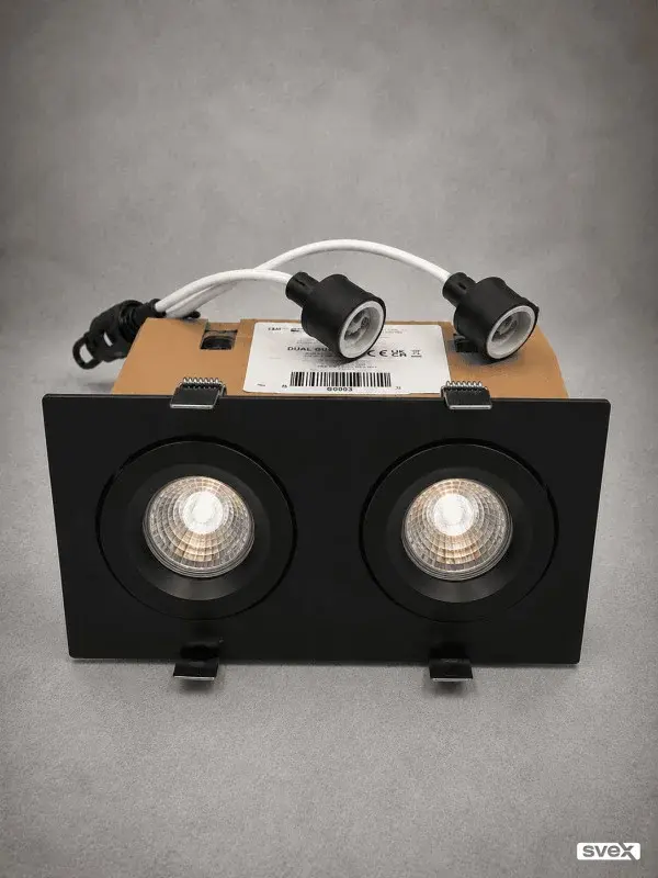 Dupli LED Ugradbeni Spot Zakretni 2xGU10 Crni - WATTLUX