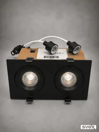Dupli LED Ugradbeni Spot Zakretni 2xGU10 Crni - WATTLUX