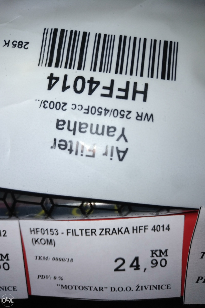 FILTER ZRAKA YAMAHA WR 250 450