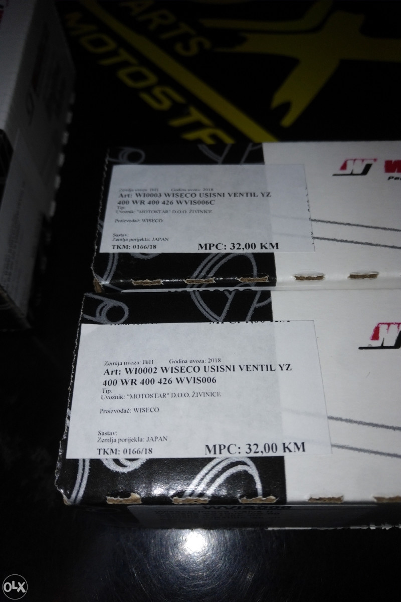 Wiseco ventili Yamaha YZ 400 YZ 426 WR