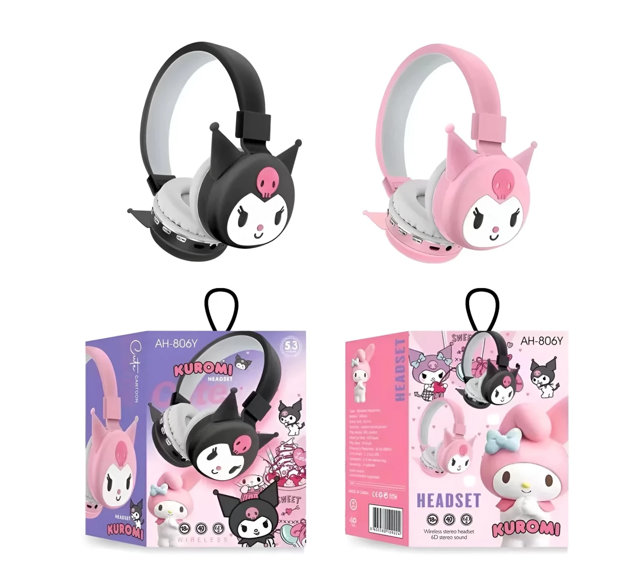 Dječije Bluetooth Slušallice Kuromi (roze, ljubičaste)
