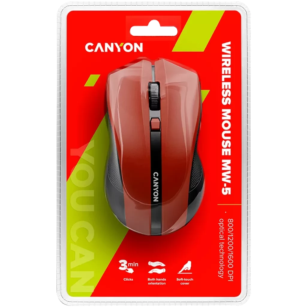 CANYON Wireless Mouse MW-5 Red bežični miš USB