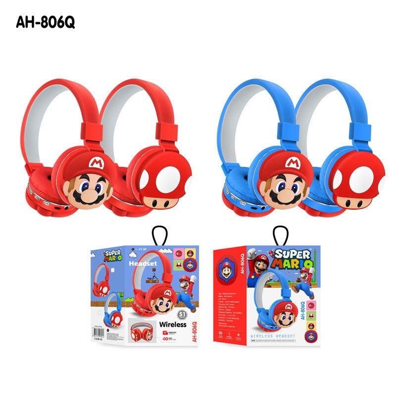 Dječije Bluetooth Slušalice Super Mario (Crvene, Plave)